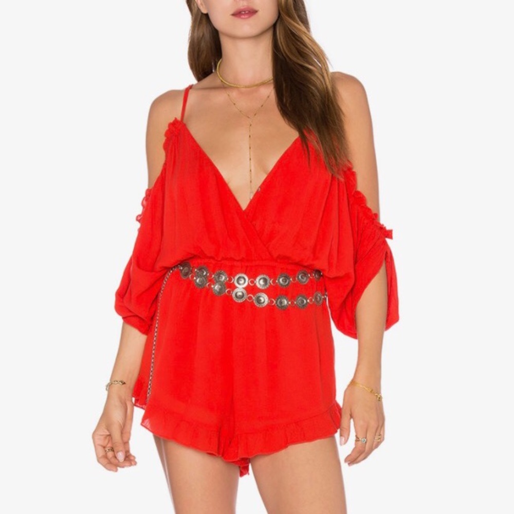 Red Lovers + Friends Flowy Romper Size S